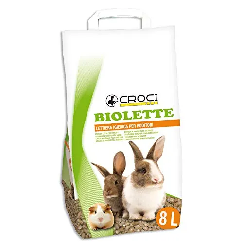 Croci Biolette - Lettiera ecologica 8 litri, lettiera pellet, naturale e biologica, per conigli roditori uccelli e piccoli mammiferi, antiodore