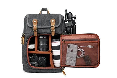 Zaino in tela per fotocamera SLR/DSLR, grande capacità, con apertura anteriore, impermeabile, antiurto, borsa da viaggio professionale per fotocamera