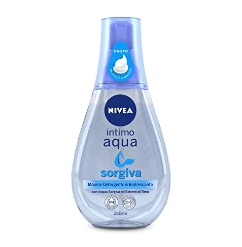 NIVEA Intimo Aqua Sorgiva Mousse Detergente e Idratante, 3 Confezioni da 250 ml, Totale da 750 ml