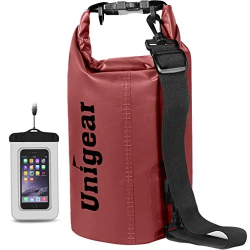 Unigear Borse Impermeabile, Sacche Impermeabili Dry Bag per Trekking, Kayak, Pesca, Rafting, Campeggio, Sci con Omaggio Gratuito di Una Custodia Telefono Impermeabile