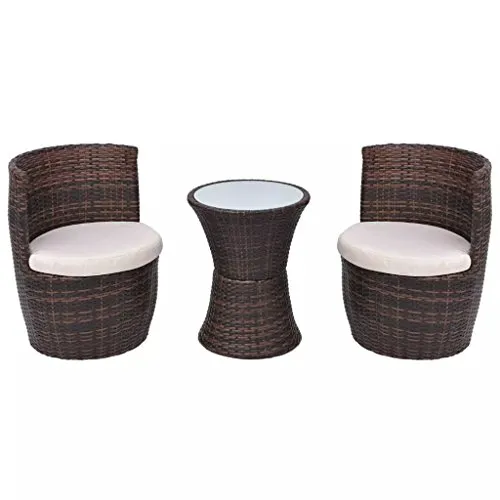 vidaXL Set Bistro Sedie e Tavolo da Giardino 5 pz Polirattan Marrone