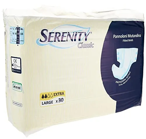 Serenity Classic Pannolone Mutanda Formato Extra, Taglia Large - Bianco 30 Pezzi