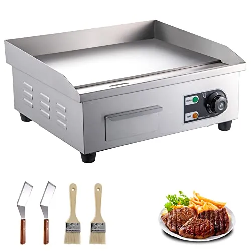 GIOEVO Piastra per Barbecue Elettrica 3000W Griglia Elettrica Professionale in Ghisa 55 x 35 cm Bistecchiera Elettrica 50℃ a 300℃ Griglia Professionale con Temperatura Regolabile per Casa Ristorante