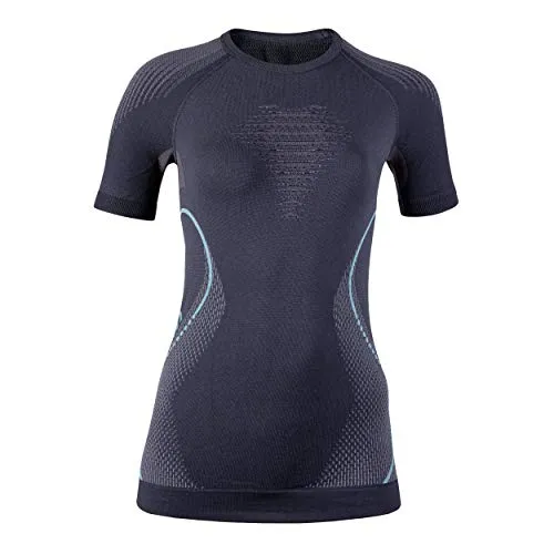 UYN Lady Evolutyon UW Shirt Sh_SL, Maglia Intima Multisport Donna, Charcoal/Anthra/Aqua, S/M