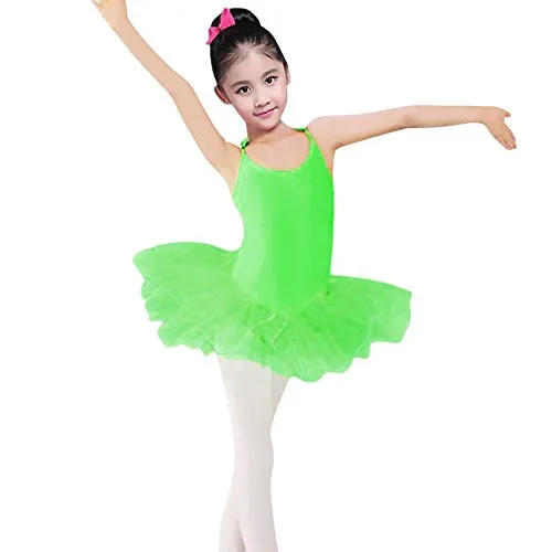 Topgrowth Tutu Danza Ragazza Cinghia Garza Body Danza Bimba Calzamaglia Vestito da Balletto Body Vestito da Discoteca Abiti (Verde, 110)