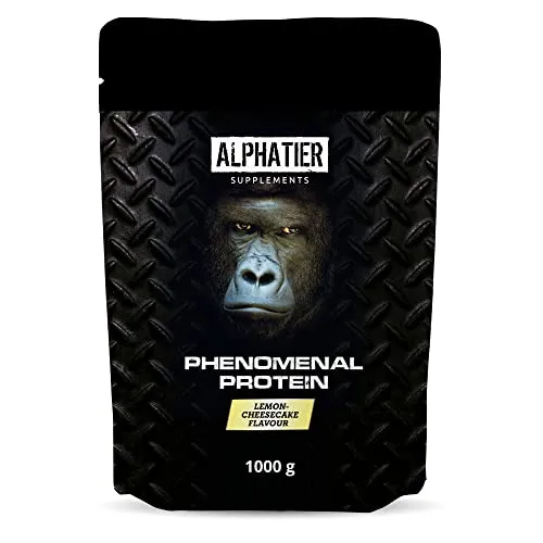 Proteine in polvere con BCAA e EAA Cheesecake 1000 g Polvere proteica 88% proteine Alphatier Phenomenal Protein Powder Isolato Proteico Soia Aminoacidi senza Glutine Lattosio