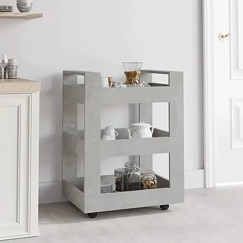 Carrello da Cucina Grigio Cemento 60x45x80 cm Legno Multistrato