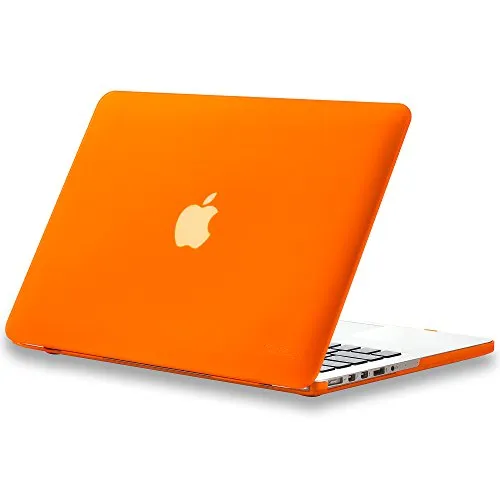 Kuzy - Custodia rigida gommata per vecchi MacBook Pro 13.3 "con display Retina A1502 / A1425 Custodia protettiva in plastica per 13 pollici - Arancione
