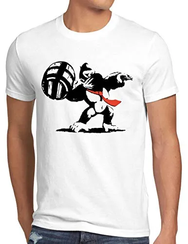 style3 Graffitismo Kong T-Shirt da Uomo Donkey Pop Art Banksy Geek Snes Wii u Nerd Gamer, Dimensione:L, Colore:Bianco