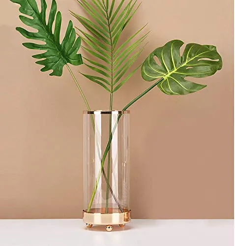 Hey_you Ins Style - Vaso in vetro con base in metallo, colore: Trasparente