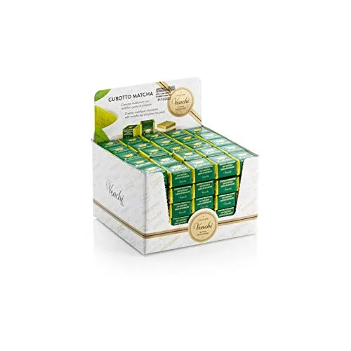 Venchi Confezione Cubi Matcha - Pack da 125 pezzi - Cremoso Multistrato con Matcha e Pasta di Pistacchi - Senza Glutine - 1225 Gr