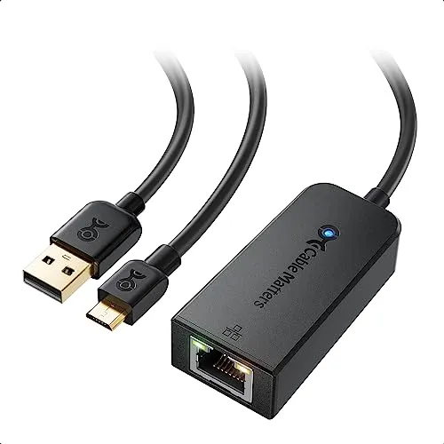 Cable Matters Adattatore Micro USB a Ethernet Fino a 480Mbps per Streaming Sticks Incluso Chromecast, Google Home Mini e Altri. Non Compatibile con Dispositivo Roku