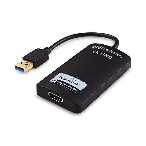 Cable Matters Adattatore USB a HDMI (Adattatore USB 3.0 a HDMI, Adattatore USB 3 a HDMI) Supportando Risoluzione 4K per Windows