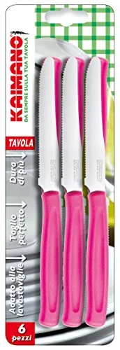 Kaimano KDN041506F Dinamik Coltelli da Tavola, Acciaio Inossidabile, Rosa, 6 unità