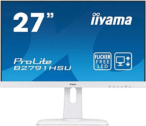 iiyama ProLite B2791HSU-W1 68,6cm (27") LED-Monitor Full-HD (VGA, HDMI, DisplayPort, USB2.0, Regolabile in altezza, Pivot) Bianco