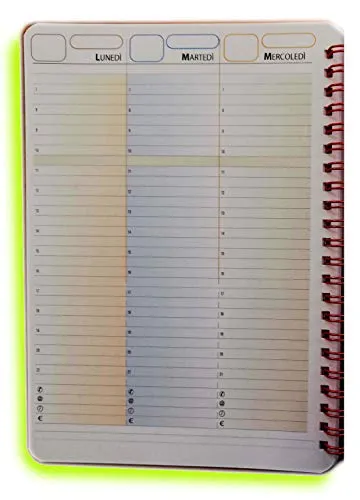 Weekly planner - Planning settimanale in formato A5 15x21cm - 1 settimana su 2 pagine - SENZA DATE - blocco con spirale