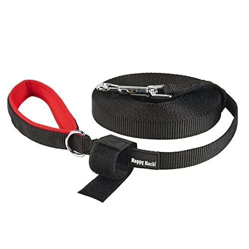 PETTOM Guinzaglio per Cani Lungo da Addestramento Cane Taglia Grande Medio con Manico Dog Leash Morbido Imbottito Anti -Scivolo Anti-Masticare Non Facile da Nodi (Nero, 10m)