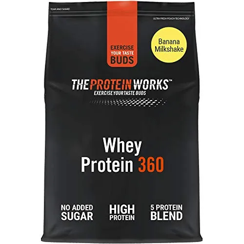 THE PROTEIN WORKS Proteine Whey 360 In Polvere | Frullato Ad Alto Contenuto Proteico | Senza Zuccheri Aggiunti e Basso Contenuto Di Grassi | Miscela Di Proteine | Banana Vellutata | 1.2kg
