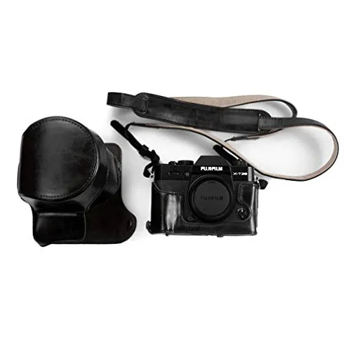 Kinokoo custodia per fotocamera in pelle PU per fotocamere Fujifilm x-t30 Fujifilm x-t20, Fujifilm x-t10 e obiettivo 16 - 50 mm, 18 - 55 mm con la cinghia e panno di pulizia
