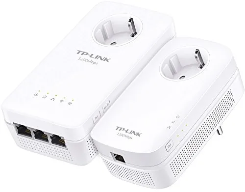 TP-Link TL-WPA8630P KIT(DE) AV1200 WLAN AC1200 Gigabit Powerline - Adattatore di rete (WiFi Klone, MU-MIMO, controllo app, 4 porte Gigabit, presa elettrica, compatibile con altri adattatori)