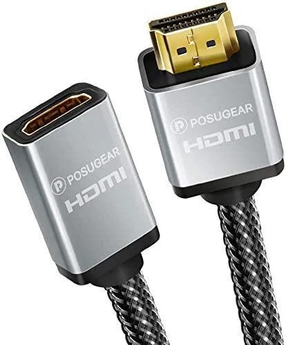 POSUGEAR Cavo prolunga HDMI intrecciato maschio da nylon a femmina (4K a 60Hz) HDMI 2.0a / b 1.4a (Ultra HD 2160P, 3D, Full HD 1080P, HDR, ARC, Ethernet) 1M Oro