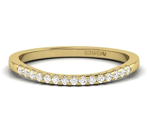 Anello nuziale Half Eternity con diamanti taglio brillante da 0,15 ct, disponibile in oro e platino e Oro giallo, 57 (18.1), cod. D36015