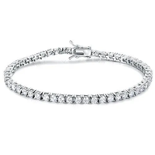 BRACCIALE TENNIS DA UOMO IN ARGENTO 925 RODIATO ORO BIANCO CON ZIRCONI TAGLIO BRILLANTE