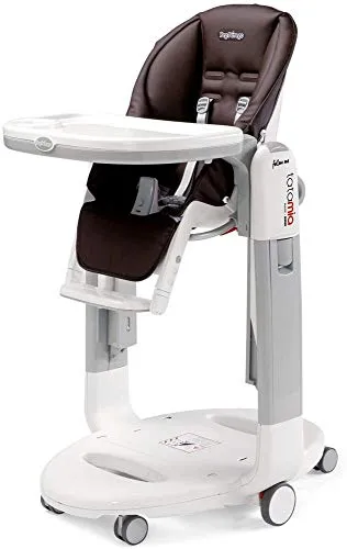 Peg Perego Seggiolone Tatamia Follow Me, Seduta Reclinabile, Altalena e Seggiolone Ultra Compatti, Cacao