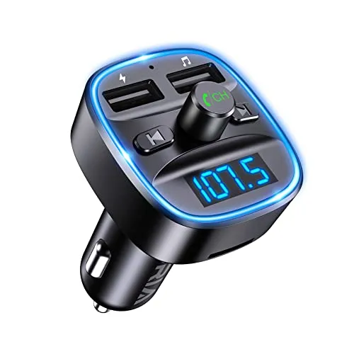 ORIA Trasmettitore FM Bluetooth 5.3, Trasmettitore Bluetooth per Auto, Adattatore QC3.0 USB Caricabatteria Auto con Chiamata Vivavoce e 2 USB Port, Supporta Carta TF e Disco U