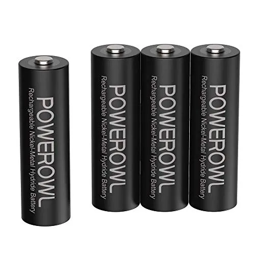 Batterie AA Stilo POWEROWL 2800mAh ad Alta Capacità 1,2V Batterie Ricaricabili AA NI-MH Diametro 14.4mm a Basso Consumo (4 pezzi, ricaricabile circa 1200 volte)