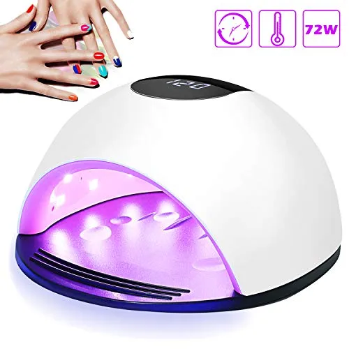 Lampada Unghie UV LED, Nivlan 72W Fornetto Unghie Professionale per Manicure e Pedicure con Sensore Automatico, 4 Timers da 10s/30s/60s/120s, LCD Display Lampada per unghie per Gel Nail Polish Light