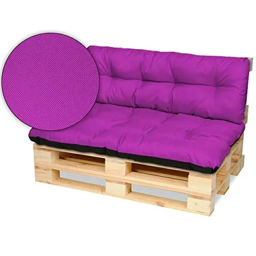 SuperKissen24. Cuscino per Bancale Divano Pallet 120x80 cm con Schienale 120x38 cm Seduta Impermeabile e Comodo per Divanetti da Esterno - Fucsia