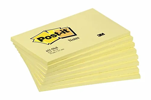Post-it Brand Notes 3M 22903 Foglietti Adesivi, Giallo Canarino, 76 mm x 127 mm, 100 Fogli