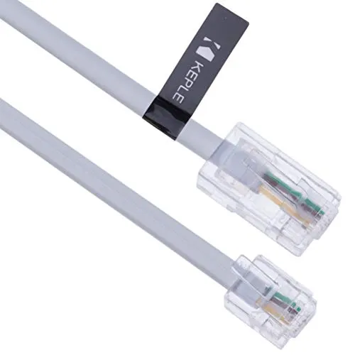 2m Da RJ11 a RJ45 Cavo Modem Ethernet Telefono Dati ADSL Toppa Condurre Banda Larga Alta Velocità BT Spina Internet 6P4C to 8P8C Piatto Estensione Cordone Compatibile con Modem, Router (Bianco)