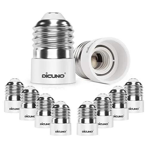 DiCUNO 10-Pack E27 a E14 Socket Converter Socket Adapter Adattatore di base per lampada di alta qualità per lampadine a LED e lampadine a incandescenza e lampadine CFL