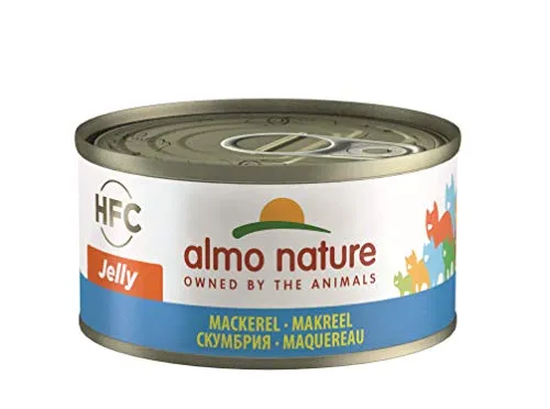 almo nature Hfc Jelly Wet Cat Food con sgombro, Confezione da 24 x 70 g Tins, Confezione da 24 x 70 g Tins