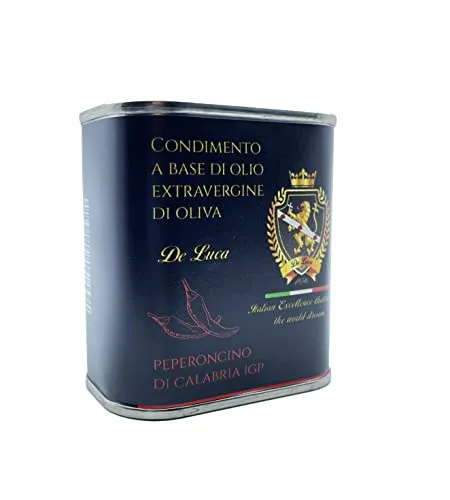 Condimento A Base Di Olio Extravergine Di Oliva Peperoncino Di Calabria IGP Made In Calabria De Luca L'eccellenza Italiana Che Fa Sognare Il Mondo (175 ml)