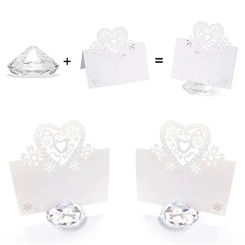 Anyasen segnaposto Diamante segnaposti Kit Matrimonio Posto Titolare Cartoncini Segnaposto Diamante con cartellini segnaposto per Matrimonio Comunione Battesimi Decorazione Carta Tavola (15 set)