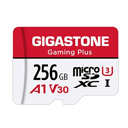 Gigastone Micro SD 256 GB, Gaming Plus, Specialmente per Nintendo Switch Gopro Fotocamere Videocamera Tablet, Velocità Fino a 100/60 MB/Sec (R/W) + Adattatore Scheda SD, UHS-I A1 U3 V30 MicroSDXC