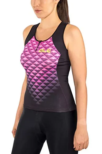 Alé Tank Top Hexa Donna, Rosa Fluo-Black Fluo Pink, S