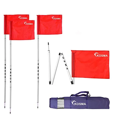 Kosma - Set di 4 bandierine angolari pieghevoli con borsa per il trasporto, colore: Rosso