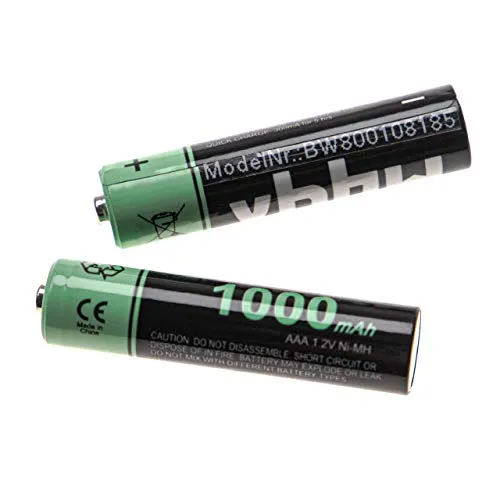 vhbw 2x Ni-MH 1000mAh (1.2V) Batterie RICARICABILI per Siemens Gigaset A600, AS280, AS285, C300 come AAA, Micro, R3, HR03.