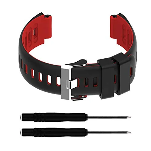 Fornateu Sostituzione del Cinturino di vigilanza di Sport della Fascia della Cinghia del Cinturino per Il Garmin Forerunner 220/230/235/620/630 / 735xt, Nero Rosso