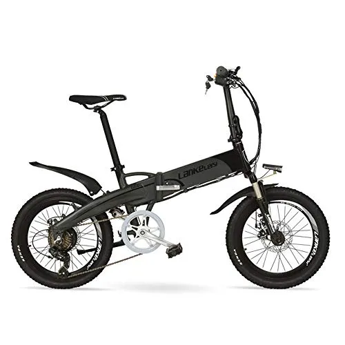 LANKELEISI G660 48V10Ah Batteria Nascosta ad Alta Potenza da 20"Bicicletta da Montagna elettrica Pieghevole, Telaio in Lega di Alluminio, Forcella Ammortizzata（Black Grey 10Ah）