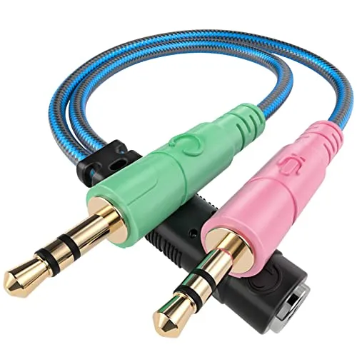 ENVEL Adattatore Cavo, Auricolare Splitter 1 Femmina a 2 Maschio jack (per Microfono e Cuffie) Y Cavo Audio Sdoppiatore Cuffie [ CTIA Standard & Placcato Oro Jack ] per PC