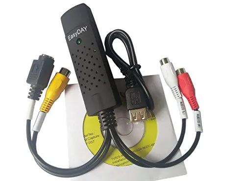 Easyday Convertitore di scheda di acquisizione Easycap DC60 USB 2.0, Audio Video Grabber con chipset UTV 007 per Windows 7, 8, 10