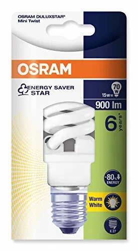 Osram Lampada Fluorescente Compatta E27, 15 W, Bianco Caldo