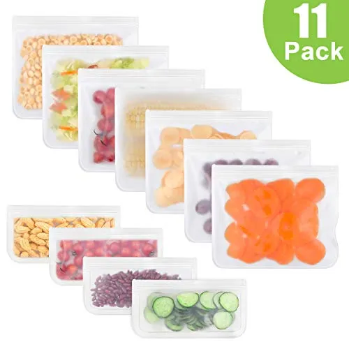 Gaoyong Sacchetti Riutilizzabili,Borsa per Sandwich,Sacchetti Freezer,Sacchetti Silicone per Alimenti,Sacchetti Alimenti Riutilizzabili(11PCS)