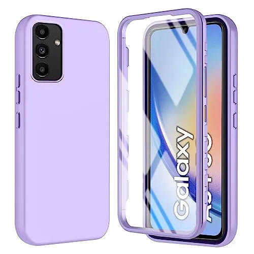 Tawarror Cover per Samsung Galaxy A34 5G 360 Gradi Antiurto Morbido Silicone Custodia con Protezione Schermo Integrata Rugged Doppia Bumper Fronte Retro Antigraffio Antiscivolo Protettiva Case - Viola