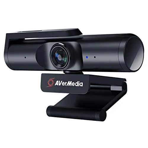 AVerMedia Live Streamer CAM 513, Webcam Ultra Wide Angle 4K con Cover, Microphone, Plug & Play, Gaming, Stream, Video Call, Works with Skype, Zoom, OBS, XSplit, PC/Laptop PW513, Nero